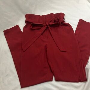 Burgundy belted trouser pants womans size medium